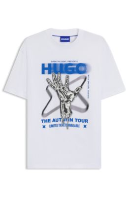 T-shirt en jersey de coton &agrave; motif d&rsquo;inspiration musicale, Blanc