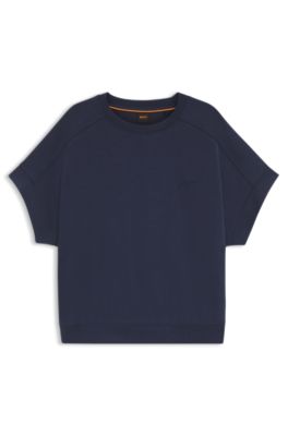 Camiseta regular fit con logo caligrafiado a mano, Azul oscuro