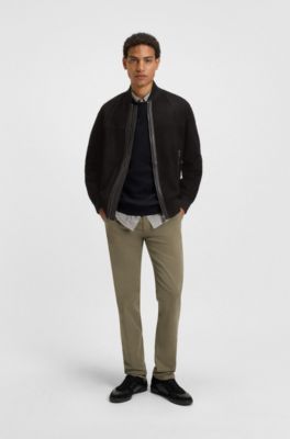 Suede jacket in a regular fit, Black