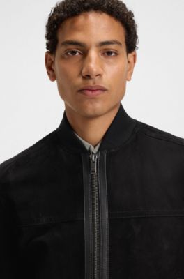 Suede jacket in a regular fit, Black
