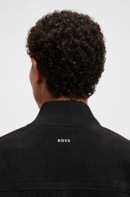 Chaqueta regular fit de ante, Negro