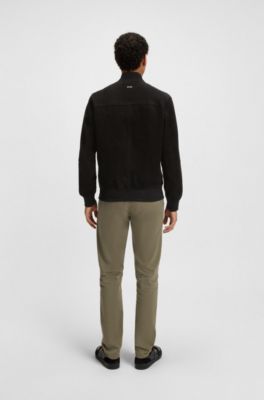 Suede jacket in a regular fit, Black