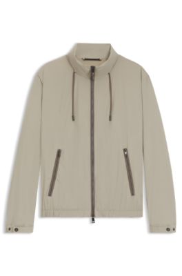 Packable-hood windbreaker with water-repellent finish, Khaki