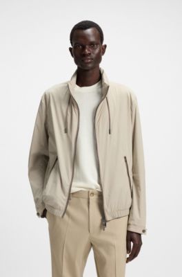 Packable-hood windbreaker with water-repellent finish, Khaki