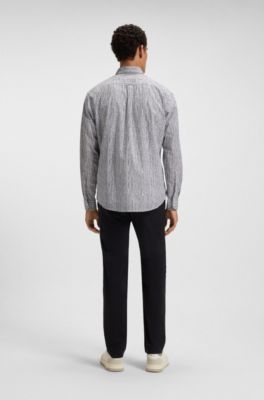 Printed regular-fit shirt in cotton poplin, Patterned