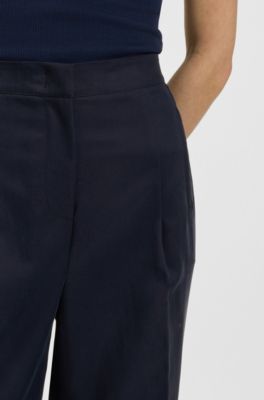Pantalones formales con detalles plisados, Azul oscuro