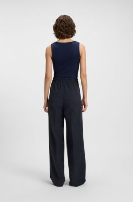 Pantalones formales con detalles plisados, Azul oscuro