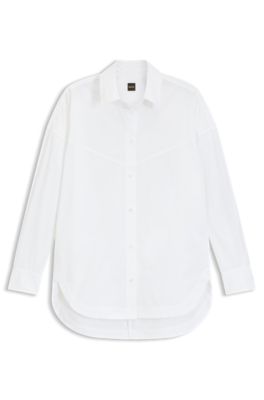 Blusa oversize fit en popel&iacute;n de algod&oacute;n, Blanco