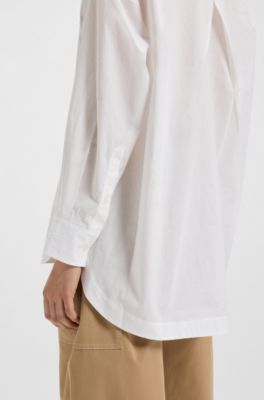 Blusa oversize fit en popel&iacute;n de algod&oacute;n, Blanco