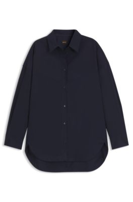 Blusa oversize fit en popel&iacute;n de algod&oacute;n, Azul oscuro
