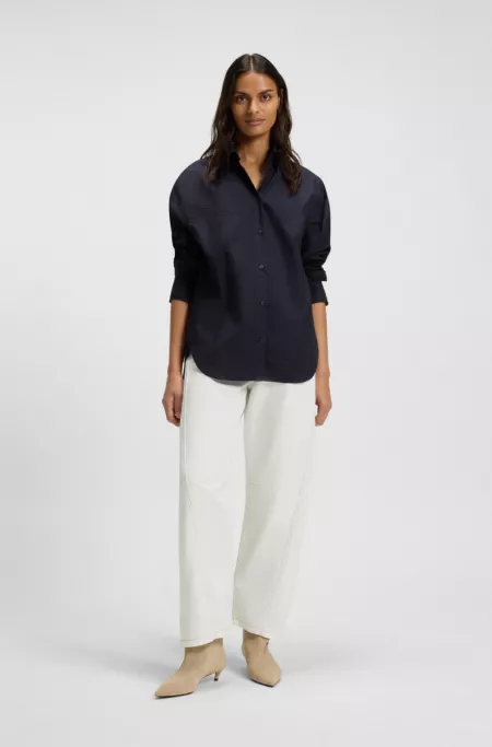 Oversized-fit blouse in cotton poplin