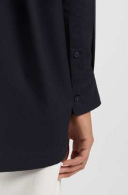 Blusa oversize fit en popel&iacute;n de algod&oacute;n, Azul oscuro