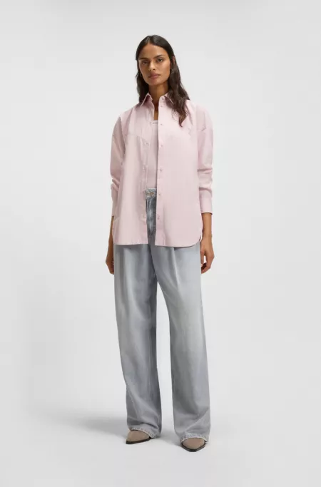 Oversized-fit blouse in cotton poplin