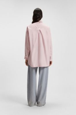 Blusa oversize fit en popel&iacute;n de algod&oacute;n, Pink