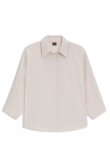 Striped relaxed-fit blouse in cotton poplin