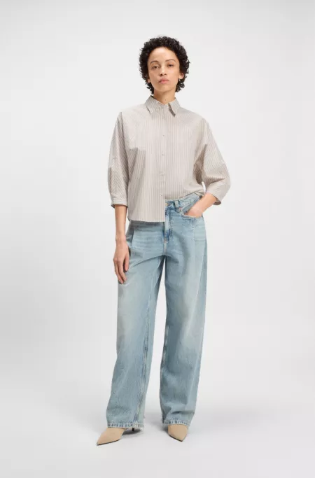 Striped relaxed-fit blouse in cotton poplin