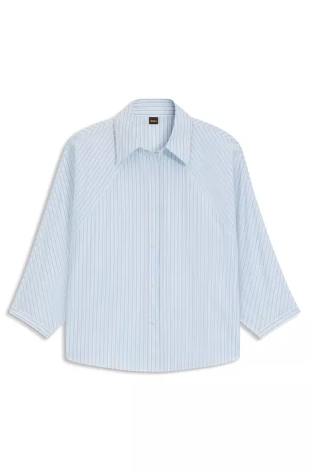 Striped relaxed-fit blouse in cotton poplin