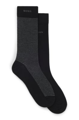 Lot de deux paires de chaussettes mi-hautes avec d&eacute;tails logot&eacute;s, Noir