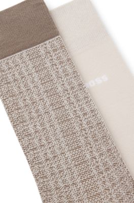 Paquete de dos pares de calcetines de algod&oacute;n de largo est&aacute;ndar, Beige claro