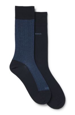 Two-pack of cotton-blend socks in a regular length, Dark Blue
