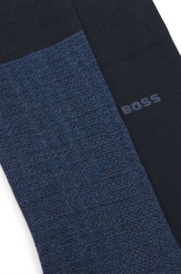 Two-pack of cotton-blend socks in a regular length, Dark Blue