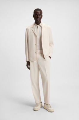 Sobrecamisa relaxed fit plegable en tejido t&eacute;cnico el&aacute;stico, Blanco