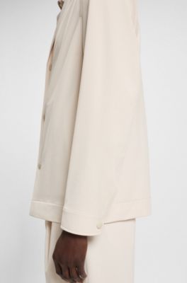 Sobrecamisa relaxed fit plegable en tejido t&eacute;cnico el&aacute;stico, Blanco