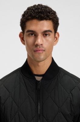 Veste d&eacute;perlante &agrave; matelassage motif losange, Noir