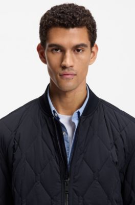 Chaqueta repelente al agua con guateado ovalado, Azul oscuro