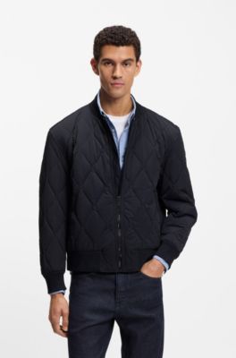 Chaqueta repelente al agua con guateado ovalado, Azul oscuro