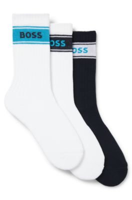 Paquete de tres pares de calcetines cortos con detalles de logo, Fantas&iacute;a