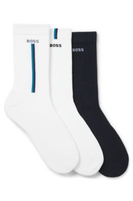 Paquete de tres pares de calcetines cortos con detalles de logo, Fantas&iacute;a