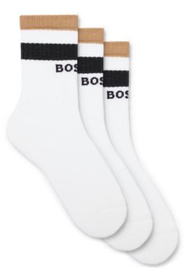 Paquete de tres pares de calcetines cortos con rayas de la marca, Fantas&iacute;a