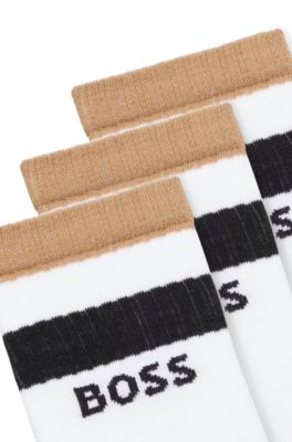 Paquete de tres pares de calcetines cortos con rayas de la marca, Fantas&iacute;a