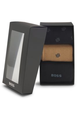 Lot de trois paires de chaussettes mi-mollet en coton m&eacute;lang&eacute;, Fantaisie