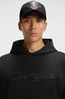 Sudadera con capucha Porsche x BOSS en algod&oacute;n con logo de Targa, Negro
