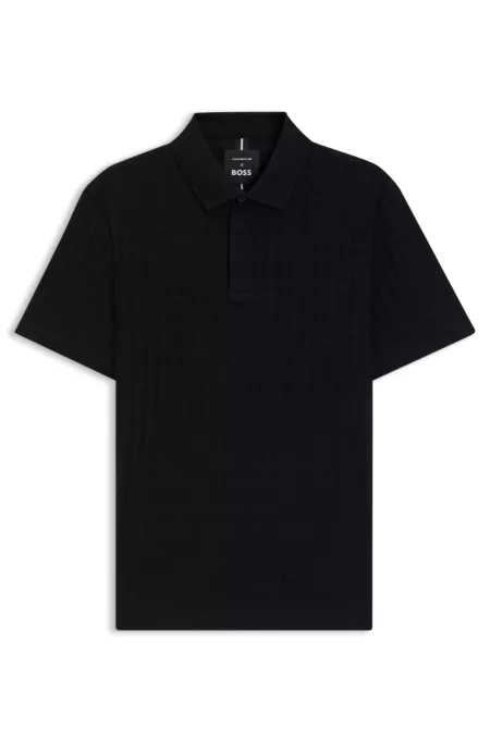 Porsche x BOSS polo shirt in houndstooth mercerised cotton