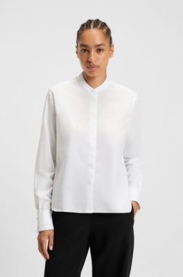 Regular-fit blouse in cotton poplin, White