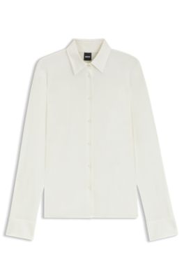 Extra-slim-fit blouse in cotton jersey, White