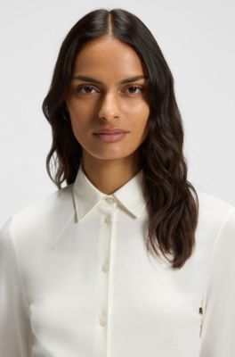 Extra-slim-fit blouse in cotton jersey, White