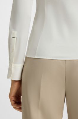 Blusa extra slim fit en punto de algod&oacute;n, Blanco