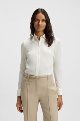 Extra-slim-fit blouse in cotton jersey, White