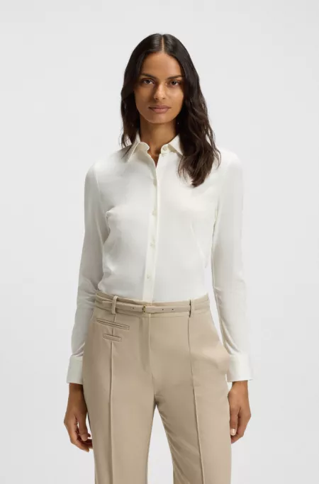 Extra-slim-fit blouse in cotton jersey
