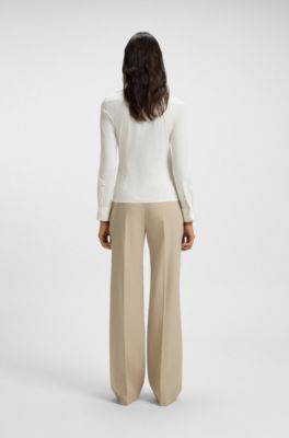 Extra-slim-fit blouse in cotton jersey, White