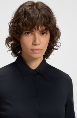 Extra-slim-fit blouse in cotton jersey, Dark Blue