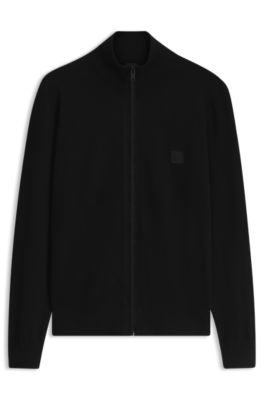 Cazadora de punto de algod&oacute;n y cashmere, Negro