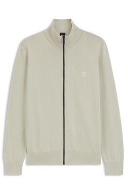 Cazadora de punto de algod&oacute;n y cashmere, Beige claro