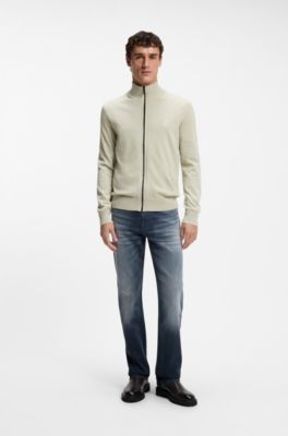 Cazadora de punto de algod&oacute;n y cashmere, Beige claro