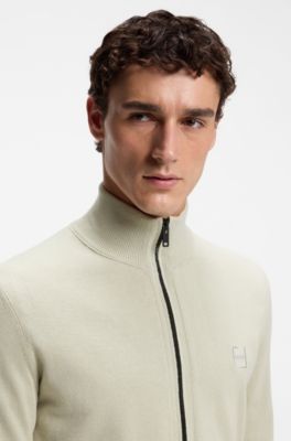 Cazadora de punto de algod&oacute;n y cashmere, Beige claro