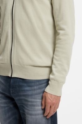Cazadora de punto de algod&oacute;n y cashmere, Beige claro